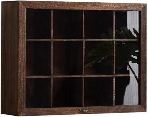 ZGSSOPTU Vitrine mit 12 Fächern, Vitrine, Massivholz, Teeservice, staubdicht, Retro, Kosmetik, Schmuckkästchen, antik von ZGSSOPTU