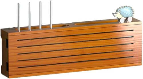 ZGSSOPTU WiFi-Router-Aufbewahrungsbox, Wandhalterung, TV-Schrank, kreativ, braun, aufstellbares Regal, schwimmende Heizkörperabdeckungen für Zuhause (Länge 65 cm) von ZGSSOPTU