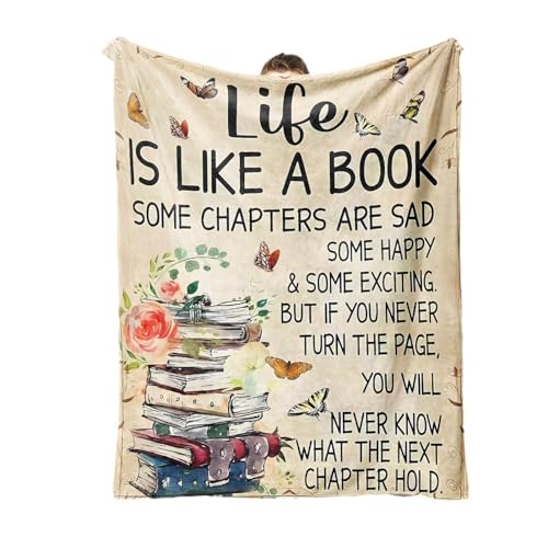 ZGSYH Life is Like A Book Lesedecke for Buchliebhaber, Neue Geschenke for Buchliebhaber – weiche, leichte Flanell-Überwurfdecken for Couch, Bettwäsche, Sofa, Reisen (Size : 150 * 200cm) von ZGSYH