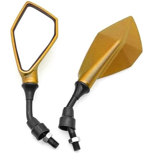 Motorrad Spiegel Set 2 Stück 10 Mm Schraube Universal Motorrad Rückspiegel Weitwinkel Verstellbar Lenker Seite Umkehr Hilfsspiegel Lenkerendenspiegel Motorrad(Gold) von ZGVGFAFLPQ