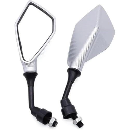 Motorrad Spiegel Set 2 Stück 10 Mm Schraube Universal Motorrad Rückspiegel Weitwinkel Verstellbar Lenker Seite Umkehr Hilfsspiegel Lenkerendenspiegel Motorrad(WHITE) von ZGVGFAFLPQ