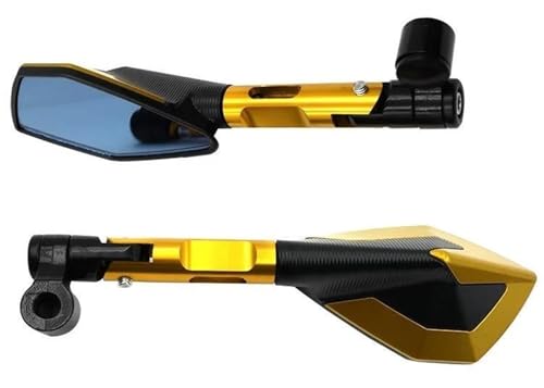 Motorrad Spiegel Set Für YZF-R6 Für YZF R6 Für YZFR6 Für R6 8mm 10mm Motorradspiegel Lenkerspiegel Blau Blendfreies Rückspiegelzubehör Lenkerendenspiegel Motorrad(Gold) von ZGVGFAFLPQ