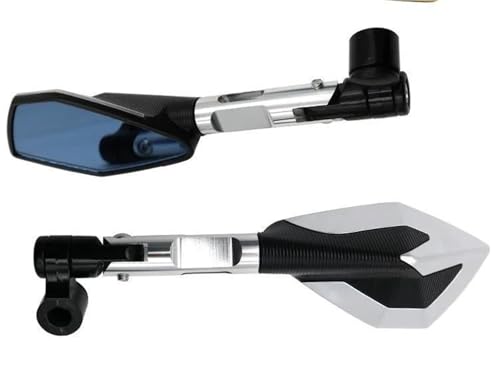 Motorrad Spiegel Set Für YZF-R6 Für YZF R6 Für YZFR6 Für R6 8mm 10mm Motorradspiegel Lenkerspiegel Blau Blendfreies Rückspiegelzubehör Lenkerendenspiegel Motorrad(Silver) von ZGVGFAFLPQ