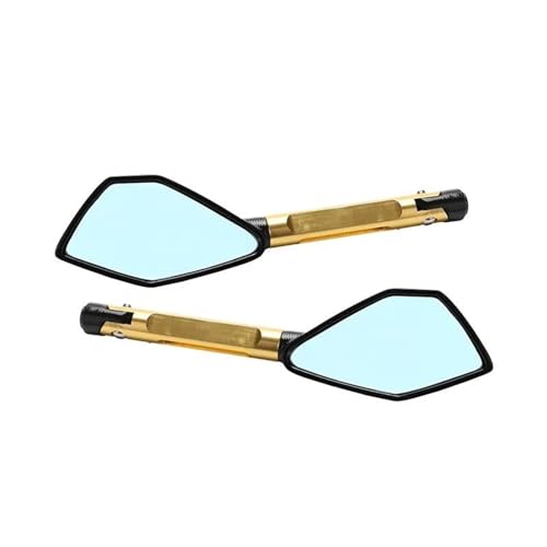 Motorrad Spiegel Set Motorrad-Rückspiegel Klar Große Reichweite Rückblick Rückreflektor Verstellbarer Lenker Links Und Rechts Spiegel Lenkerendenspiegel Motorrad(Gold) von ZGVGFAFLPQ