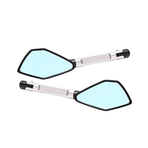 Motorrad Spiegel Set Motorrad-Rückspiegel Klar Große Reichweite Rückblick Rückreflektor Verstellbarer Lenker Links Und Rechts Spiegel Lenkerendenspiegel Motorrad(Silver) von ZGVGFAFLPQ