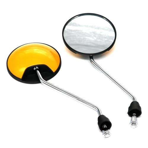 Motorrad Spiegel Set Motorradspiegel Zubehör Universal Motorrad Seitenspiegel Rund Im Uhrzeigersinn 8 Mm 360 Grad Konvex Rückansicht Lenkerendenspiegel Motorrad(Yellow) von ZGVGFAFLPQ