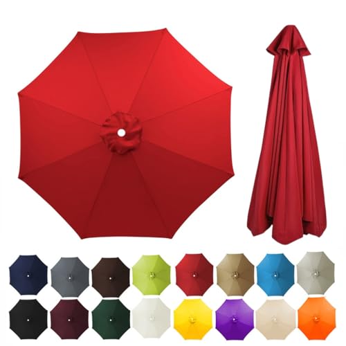 2,7/3/3,5/4m Terrassenschirm-Ersatztuch for 8Spannungen Markttischschirm-Ersatzabdeckung runder Ersatzschirm-Überdachungsschutz for Gartenschirm(Bright red,4m) von ZGWRYI