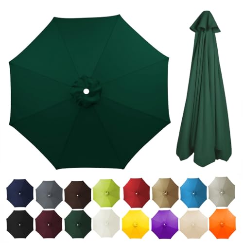 2,7/3/3,5/4m Terrassenschirm-Ersatztuch for 8Spannungen Markttischschirm-Ersatzabdeckung runder Ersatzschirm-Überdachungsschutz for Gartenschirm(Dark green,2.7m) von ZGWRYI