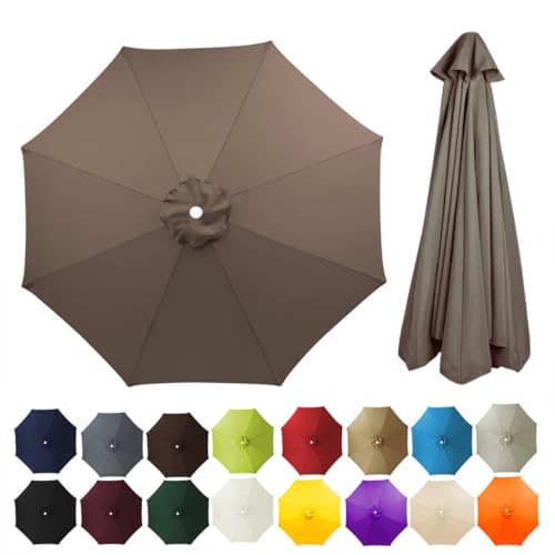 2,7/3/3,5/4m Terrassenschirm-Ersatztuch for 8Spannungen Markttischschirm-Ersatzabdeckung runder Ersatzschirm-Überdachungsschutz for Gartenschirm(Dark taupe,2.7m) von ZGWRYI