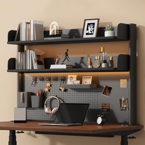 2-stöckiges Schreibtisch-Bücherregal, kleines Computertisch-Bücherregal mit verstellbaren Regalen, Mehrzweck-Schreibtischregal aus Holz for das Home Office(Black,80x18x95cm) von ZGWRYI