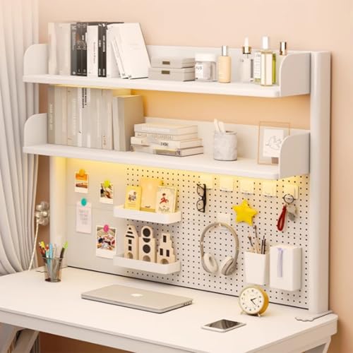 2-stöckiges Schreibtisch-Bücherregal, kleines Computertisch-Bücherregal mit verstellbaren Regalen, Mehrzweck-Schreibtischregal aus Holz for das Home Office(White,80x18x95cm) von ZGWRYI