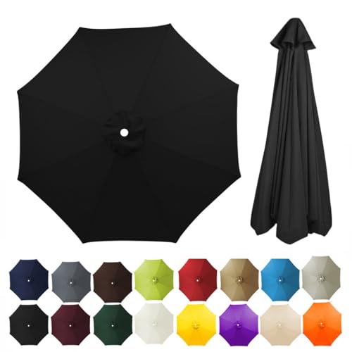 2.7/3/3,5/4 m Terrassenschirm-Ersatzdach for 8 Rippen Markt-/Hof-Tischschirm-Ersatzabdeckung runder Sonnenschirm-Abdeckungsstoff for den Außenbereich(Black,2.7m) von ZGWRYI