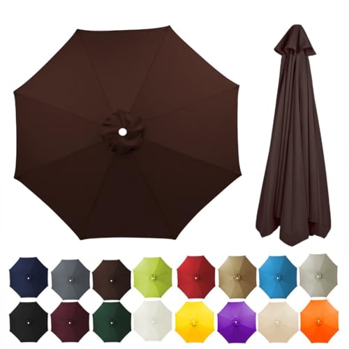 2.7/3/3,5/4 m Terrassenschirm-Ersatzdach for 8 Rippen Markt-/Hof-Tischschirm-Ersatzabdeckung runder Sonnenschirm-Abdeckungsstoff for den Außenbereich(Coffee,2.7m) von ZGWRYI