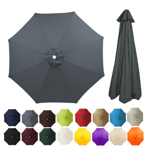2.7/3/3,5/4 m Terrassenschirm-Ersatzdach for 8 Rippen Markt-/Hof-Tischschirm-Ersatzabdeckung runder Sonnenschirm-Abdeckungsstoff for den Außenbereich(Gray,2.7m) von ZGWRYI