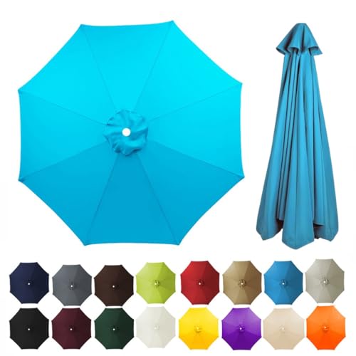 2.7/3/3,5/4 m Terrassenschirm-Ersatzdach for 8 Rippen Markt-/Hof-Tischschirm-Ersatzabdeckung runder Sonnenschirm-Abdeckungsstoff for den Außenbereich(Lake blue,4m) von ZGWRYI
