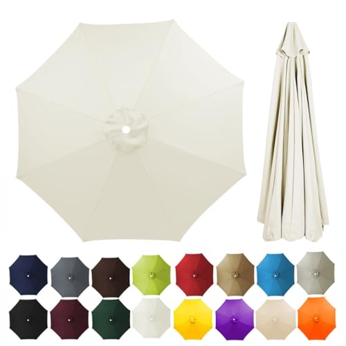 2.7/3/3,5/4 m Terrassenschirm-Ersatzdach for 8 Rippen Markt-/Hof-Tischschirm-Ersatzabdeckung runder Sonnenschirm-Abdeckungsstoff for den Außenbereich(Off-white,3.5m) von ZGWRYI