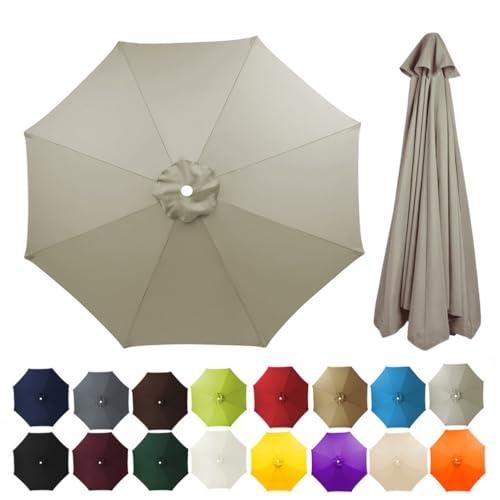 2.7/3/3,5/4 m Terrassenschirm-Ersatzdach for 8 Rippen Markt-/Hof-Tischschirm-Ersatzabdeckung runder Sonnenschirm-Abdeckungsstoff for den Außenbereich(Taupe,3.5m) von ZGWRYI