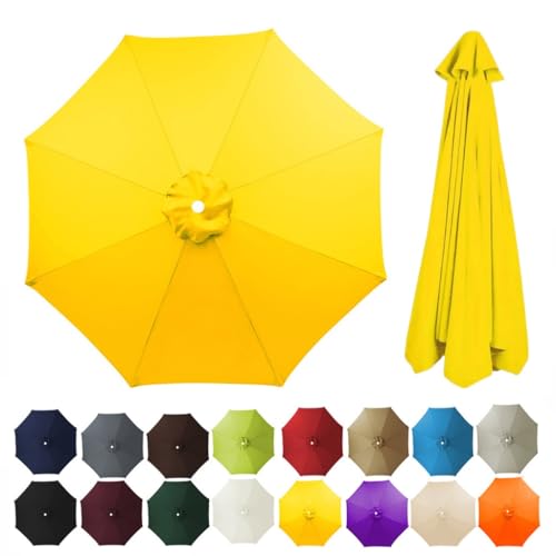2.7/3/3,5/4 m Terrassenschirm-Ersatzdach for 8 Rippen Markt-/Hof-Tischschirm-Ersatzabdeckung runder Sonnenschirm-Abdeckungsstoff for den Außenbereich(Yellow,2.7m) von ZGWRYI