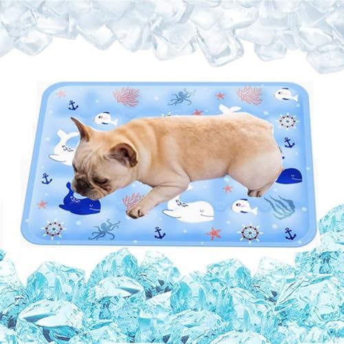2025 Verbesserte Hundekühlmatte Haustier-Sommer-Wende-Kühlkissen mit kaltem Gel selbstkühlendes Kissen leicht waschbar kühlendes Schlafbett for Hunde und Katzen(Type E,60x90cm) von ZGWRYI