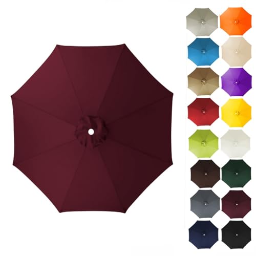 3/3,5/4 m Marktschirm-Überdachung Terrassenschirm-Ersatzabdeckung 8 Rippen runde Polyesterabdeckung UV-Schutzstoff(Wine red,3m) von ZGWRYI