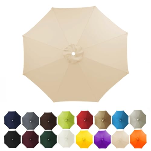 8 Rippen Terrassenschirm Ersatzdach 3/3,5/4m Outdoor Sonnenschirm Ersatzstoff Sonnenschirmabdeckung for Tisch Markt Hof(Beige,3.5m) von ZGWRYI