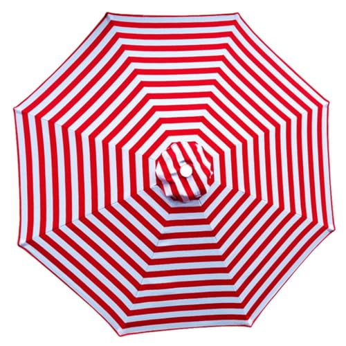 8 Rippen Terrassenschirm Ersatzdach 3/3,5/4m Outdoor Sonnenschirm Ersatzstoff Sonnenschirmabdeckung for Tisch Markt Hof(Red and white,3m) von ZGWRYI