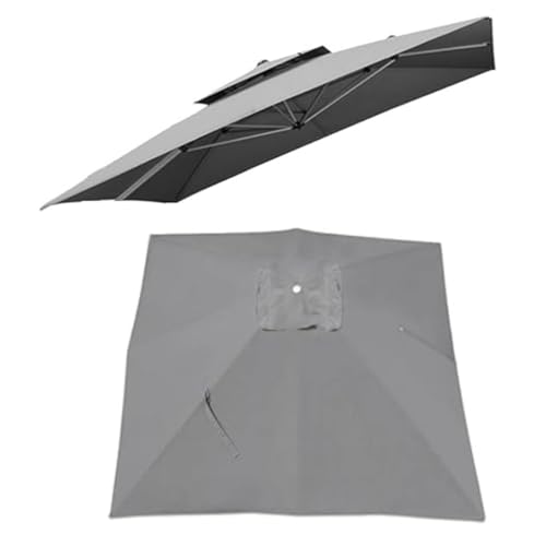 Ersatzstoff for Sonnenschirme quadratisch Stoffbezug for Sonnenschirme for den Außenbereich Terrasse versetzter Schirm Ersatzstoff 8 Streben Garten 3 x 3 m(Light Grey) von ZGWRYI