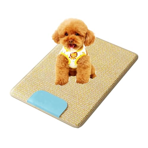 Hundekühlmatte Nickerchen-Pads Haustiere atmungsaktiv gewebtes Rattan kühles Bett Sofa Liegebetten halten Haustiere kühl(Blue,120x90cm) von ZGWRYI