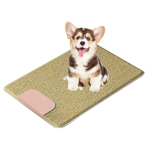 Kühlende Hundematte natürliches Rattan-Haustierkühlbett atmungsaktive Sommer-Haustierunterlage for Haustiere rutschfeste Kühlmatratze for den Innen- und Außenbereich(Pink,120x90cm) von ZGWRYI