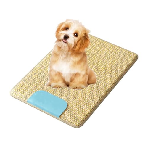 Kühlmatte for Hunde, gewebtes kühles Haustier-Pad for Katzen und Hunde, Rattan-Kissen, atmungsaktive Eispads for den Innen- und Außenbereich, Sommer for Haustiere(60x50cm) von ZGWRYI