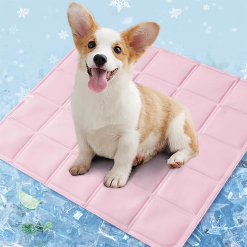 Kühlmatte for Hunde selbstkühlende Matte for Hunde und Katzen tragbar wendbar kaltes Gel-Kühlkissen waschbar faltbar for den Innen- und Außenbereich for den Sommergebrauch(Pink,45x45cm) von ZGWRYI