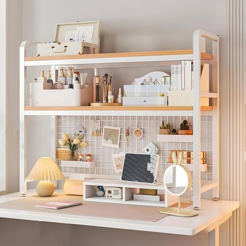 Schreibtischaufsatz, Arbeitsplatten-Aufbewahrungsaufsatz for Computermonitor, 2-stöckiges Schreibtischaufsatz-Bücherregal mit Stecktafel, platzsparend, for Zuhause, Büro und Wohnheim(White,75x20x98cm) Schreibtischaufsatz, Arbeitsplatten-Aufbewahrungsaufsatz for Computermonitor, 2-stöckiges Schreibtischaufsatz-Bücherregal mit Stecktafel, platzsparend, for Zuhause, Büro und Wohnheim(White,75x20x98cm) von ZGWRYI