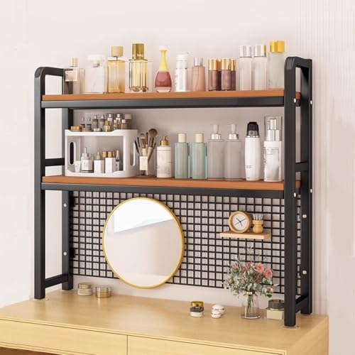 Schreibtischaufsatz,Arbeitsplatten-Aufbewahrungsaufsatz for Computermonitor,2-stöckiges Schreibtischaufsatz-Bücherregal mit Stecktafel,platzsparend for Zuhause(Black,95x20x98cm) von ZGWRYI