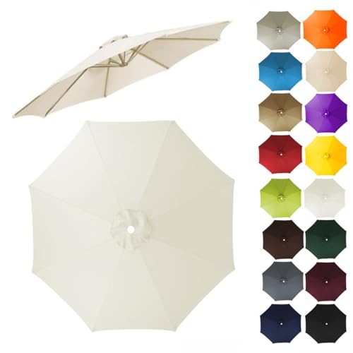 Terrassenschirmdach 2.7/3/3,5/4 m universelle Ersatzabdeckung for 10 Fuß 8 Rippen rund for den Außenbereich for den Terrassenmarkt wasserabweisend Sonnenschirmtuch(Beige,3m) von ZGWRYI