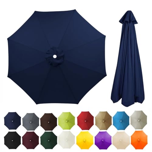 Terrassenschirmdach 2.7/3/3,5/4 m universelle Ersatzabdeckung for 10 Fuß 8 Rippen rund for den Außenbereich for den Terrassenmarkt wasserabweisend Sonnenschirmtuch(Navy blue,2.7m) von ZGWRYI
