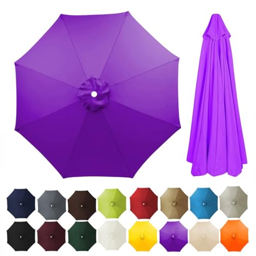 Terrassenschirmdach 2.7/3/3,5/4 m universelle Ersatzabdeckung for 10 Fuß 8 Rippen rund for den Außenbereich for den Terrassenmarkt wasserabweisend Sonnenschirmtuch(Purple,4m) von ZGWRYI