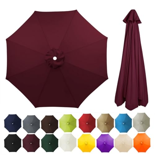 Terrassenschirmdach 2.7/3/3,5/4 m universelle Ersatzabdeckung for 10 Fuß 8 Rippen rund for den Außenbereich for den Terrassenmarkt wasserabweisend Sonnenschirmtuch(Wine red,4m) von ZGWRYI