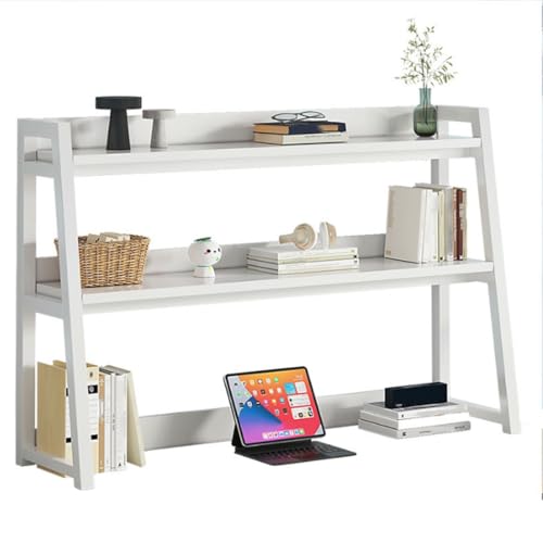 Trapezförmiges Büroregal mit 3 Ebenen multifunktionales Schreibtisch-Bücherregal regal für Schlafsäle und Schreibtische Mit Anti-Rutsch-Pads(White,115 x 32 x 90cm) von ZGWRYI