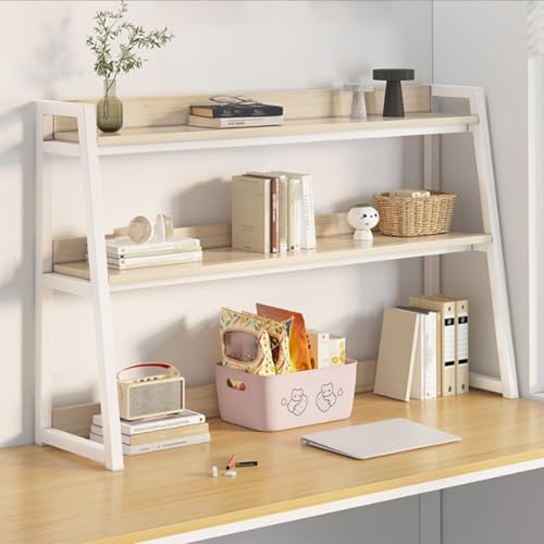 Trapezförmiges Schreibtisch-Bücherregal 3-Stöckiges Fürs Büro Schreibtisch-Aufbewahrungsregal Für Computertische, Mehrzweck-Bücherregal Aus Holz Fü(Natural,115 x 32 x 90cm) von ZGWRYI