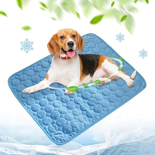 ZGWRYI 2025 Upgrade Large Self-Cooling Ice Silk Pet Mat Cold Gel Pad,Abrasion Bite Resistant Summer Cooling Bed for Dogs Cats(Blue,L) von ZGWRYI