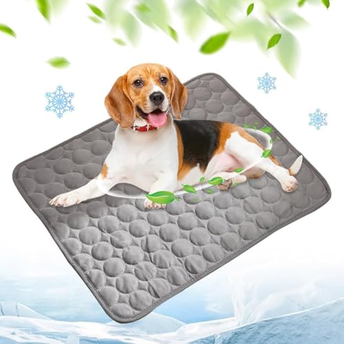 ZGWRYI 2025 Upgrade Large Self-Cooling Ice Silk Pet Mat Cold Gel Pad,Abrasion Bite Resistant Summer Cooling Bed for Dogs Cats(Dark Gray,M) von ZGWRYI