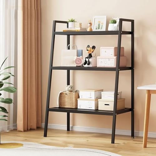 ZGWRYI Metal Ladder Bookcase Bathroom Storage Shelving Tier Storage Rack Multi-Use Shelving Unit for Kitchen,Balcony,Office Plant Stand(Black,Third Layer 60 * 35 * 113cm) von ZGWRYI