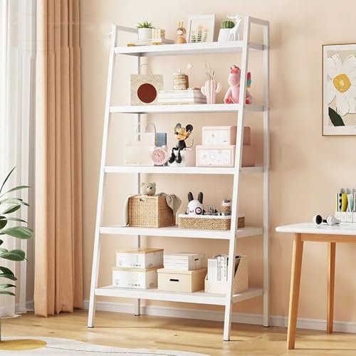 ZGWRYI Metal Ladder Bookcase Bathroom Storage Shelving Tier Storage Rack Multi-Use Shelving Unit for Kitchen,Balcony,Office Plant Stand(White,Fifth Layer 35 * 35 * 150cm) von ZGWRYI