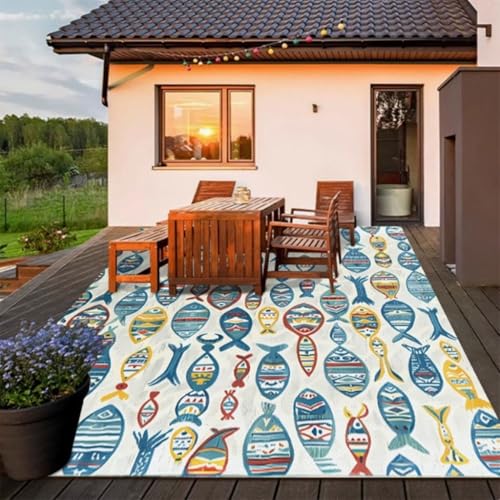 ZGWRYI Outdoor-Teppich wendbar Kunststoff Wetter und UV-beständig for Garten Terrasse Camping Strand und Picknick zusammenklappbar leicht wasserdicht Teppichmatte(Style 2,100 * 120cm) von ZGWRYI