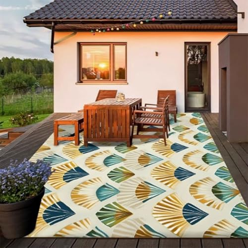 ZGWRYI Outdoor-Teppich wendbar Kunststoff Wetter und UV-beständig for Garten Terrasse Camping Strand und Picknick zusammenklappbar leicht wasserdicht Teppichmatte(Style 9,60 * 90cm) von ZGWRYI