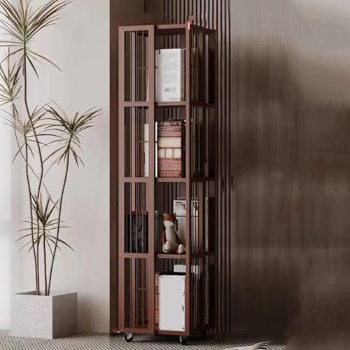 ZGWRYI Rotating Bookshelf Tier revolving Bookcase Bamboo Floor Standing Bookcase with 360° for Small Space Living Room Bedroom Study Room(Brown,37 * 37 * 132cm) von ZGWRYI