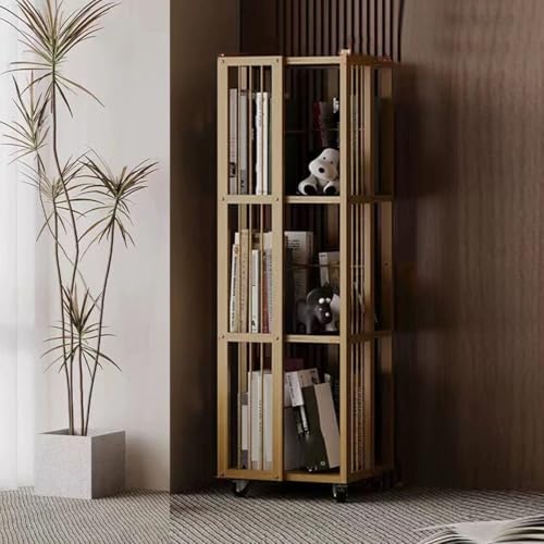 ZGWRYI Rotating Bookshelf Tier revolving Bookcase Bamboo Floor Standing Bookcase with 360° for Small Space Living Room Bedroom Study Room(Natural,37 * 37 * 100cm) von ZGWRYI