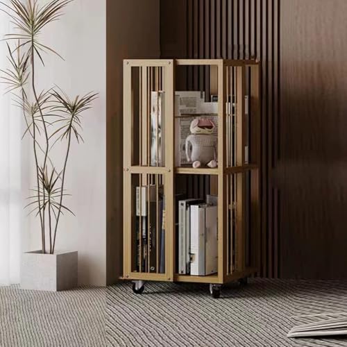 ZGWRYI Rotating Bookshelf Tier revolving Bookcase Bamboo Floor Standing Bookcase with 360° for Small Space Living Room Bedroom Study Room(Natural,37 * 37 * 70cm) von ZGWRYI