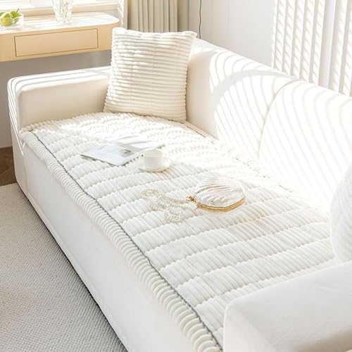 ZGWRYI Weicher Sofa-Schutzbezug Dickes Gewebe – Antirutsch, Maschinenwaschbar & Dehnbar | Universal passend für 2-4 Sitzer, Schutz für Wohnzimmer Couch und Sofa(White,24x48in) von ZGWRYI