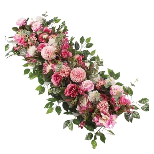 ZGXNYI 100cm Luxus Rose Künstliche Blume Reihe Hochzeit Tisch Mittelstück Blumen Hintergrund Wand Bögen Decor Party Bühne Floral(Deep pink) von ZGXNYI
